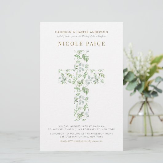 Papier Aquarelle Verdure Croix Blessing Blessing Invitati (Debout devant)