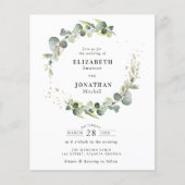 Papier Aquarelle verdure faire-part de mariage de couronn (Devant)