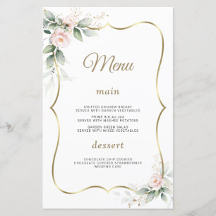 Papier Aquarelle Verdure Fleurs bleues Mariage or