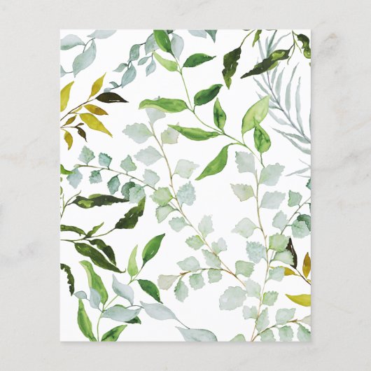 Papier Aquarelle verte Faire-part de mariage budgétaire (Dos)