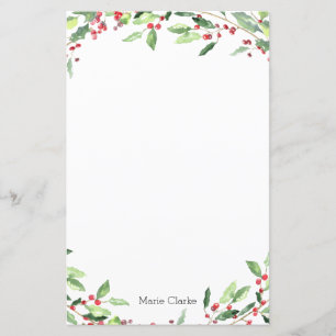 Papier Aquarelle verte Holly personnalisée fixe