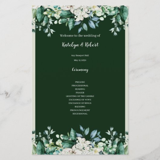 Papier Aquarelle verte Palette d'amour Mariage (Devant)