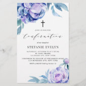 Papier Aquarelle Violet Peonies Confirmation Invitation (Devant)