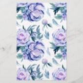 Papier Aquarelle Violet Peony Fleurs Baptême Invitation (Dos)