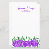 Papier Aquarelle violette Fleur de pivoine florale (Devant / Derrière)