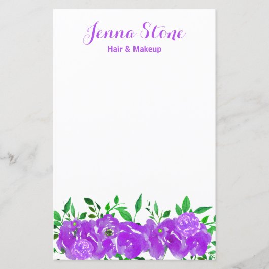 Papier Aquarelle violette Fleur de pivoine florale (Devant)