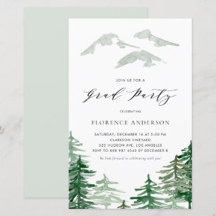 Papier Aquarelle Woodland Graduation Party Invitation
