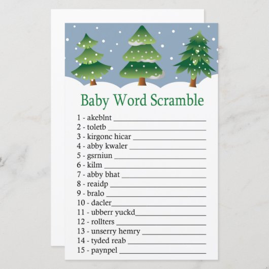 Papier Arbre de Noël Bébé jeu de mots brouillards (Devant / Derrière)