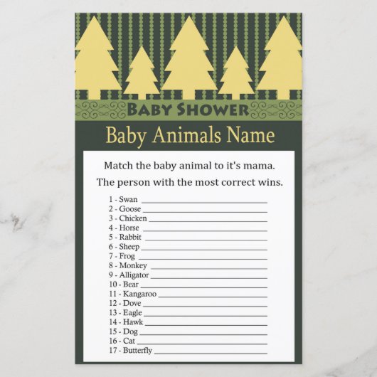 Papier Arbre de Noël doré Bébé Animaux Nom Jeu (Devant)