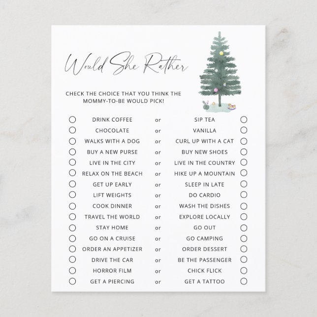 Papier Arbre de Noël - Elle préfère jouer (Devant)