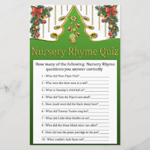 Papier Arbre de Noël en or Quiz de comptine pour baby sho