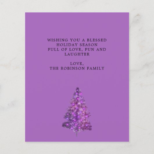 Papier Arbre de Noël violet budget Joyeux et lumineux (Dos)