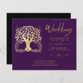 Papier Arbre d'or moderne de la vie Budget Mariage invite (Devant / Derrière)