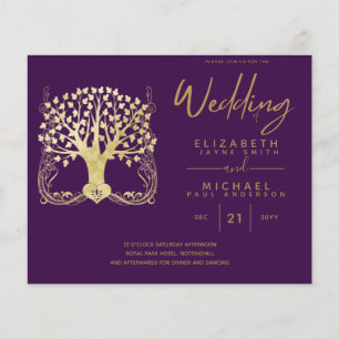 Papier Arbre d'or moderne de la vie Budget Mariage invite