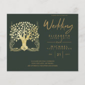 Papier Arbre d'or moderne de la vie Budget Mariage invite (Devant)