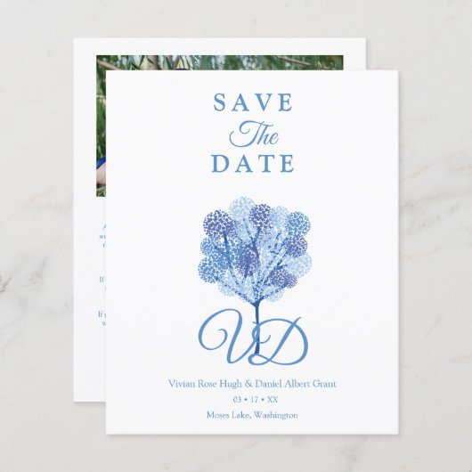 Papier Arbre élégant Couple engagé dans les tons bleus (Devant / Derrière)