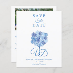 Papier Arbre élégant Couple engagé dans les tons bleus