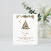 Papier Arbre garland rouge floral Noël invitation (Debout devant)