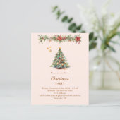 Papier Arbre garni crème rouge Noël invitation (Debout devant)