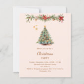 Papier Arbre garni crème rouge Noël invitation (Devant)