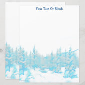 Papier Arbres bleus neigeux (Devant / Derrière)