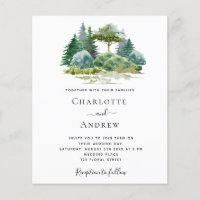 Arbres de forêt mariage budget aquarelle simple