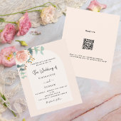 Papier Arc à broussailles rose floral QR RSVP faire-part