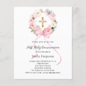 Papier Arc à couronne fleurie rose Première communion inv (Devant)