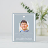 Papier Arc bleu poussiéreux photo Première communion invi (Debout devant)