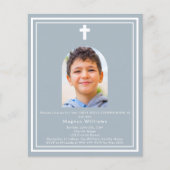 Papier Arc bleu poussiéreux photo Première communion invi (Devant)