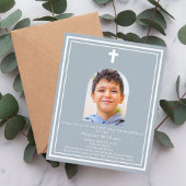 Papier Arc bleu poussiéreux photo Première communion invi