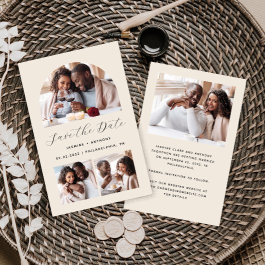 Papier Arc budgétaire 4-Photo Beige Enregistrer la date