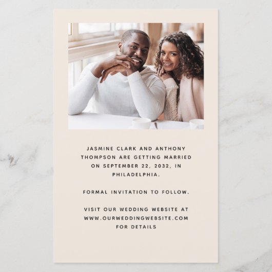 Papier Arc budgétaire 4-Photo Beige Enregistrer la date (Dos)