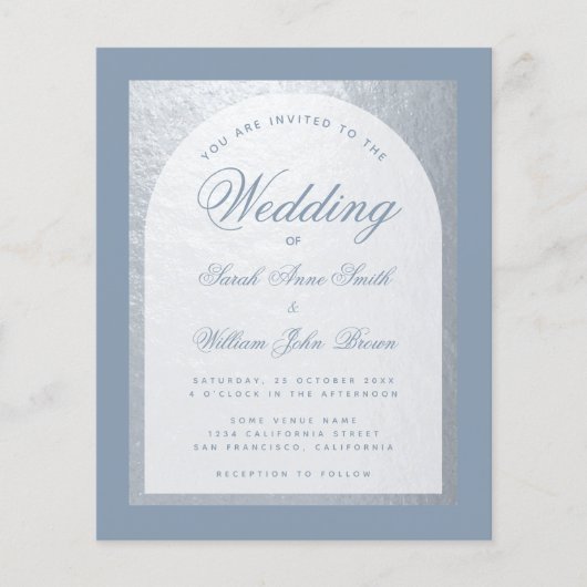 Papier Arc d'argent budget Dusty Faire-part de mariage bl (Devant)