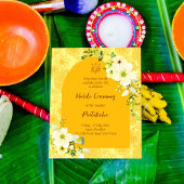 Papier Arc de fleurs jaunes Budget Haldi Invitation