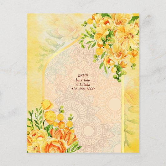 Papier Arc de fleurs jaunes Ganesha invitation budget Hal (Dos)