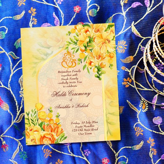 Papier Arc de fleurs jaunes Ganesha invitation budget Hal