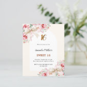 Papier Arc de fleurs roses beiges Sweet 16 invitation (Debout devant)