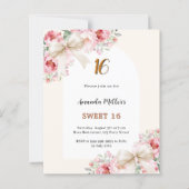 Papier Arc de fleurs roses beiges Sweet 16 invitation (Devant)