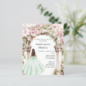 Papier Arc de fleurs roses vertes Sweet 16 invitation (Debout devant)