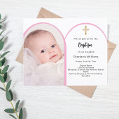 Papier Arc de photo rose fille traverser invitation Baptê
