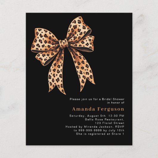 Papier Arc empreinte de léopard noir Invitation de douche (Devant)