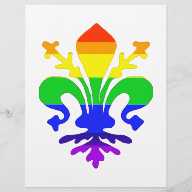 Papier Arc-en-ciel stylisé Fleur de Lis (Devant)