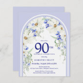Papier Arc floral bleu blanc budget 90e anniversaire Invi (Devant / Derrière)