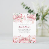 Papier Arc rose floral fille bouteille Baby shower invita (Debout devant)