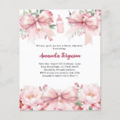 Papier Arc rose floral fille bouteille Baby shower invita (Devant)