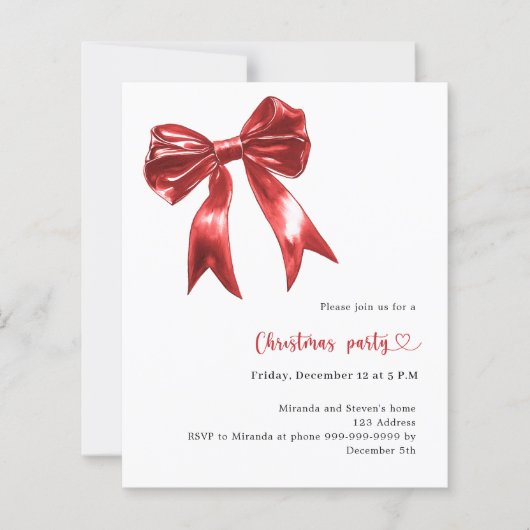 Papier Arc rouge blanc invitation à Noël (Devant)