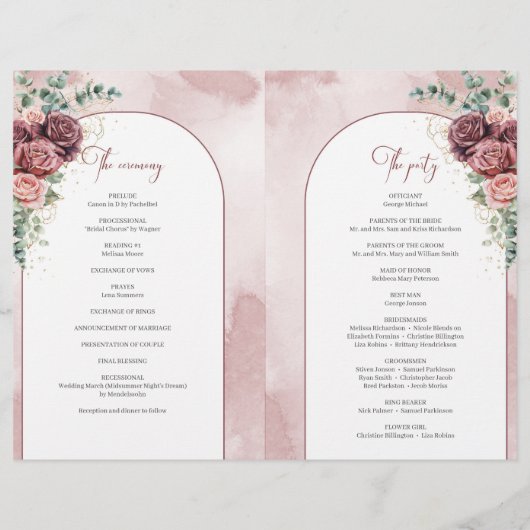 Papier Arc rustique bordeaux broussailleux rose eucalyptu (Dos)