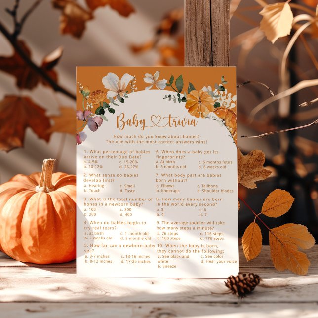 Papier Arch fall citrouille Baby trivia baby shower jeu (Créateur téléchargé)