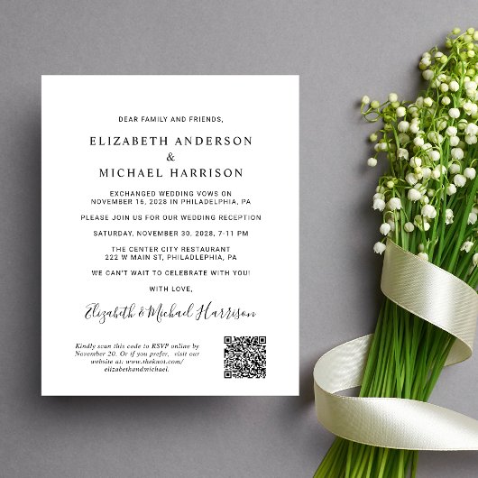 Papier Arch Photo QR Code Mariage Réception Invitation